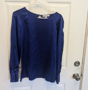 Scilla By Dora Landa Blue Silk Top